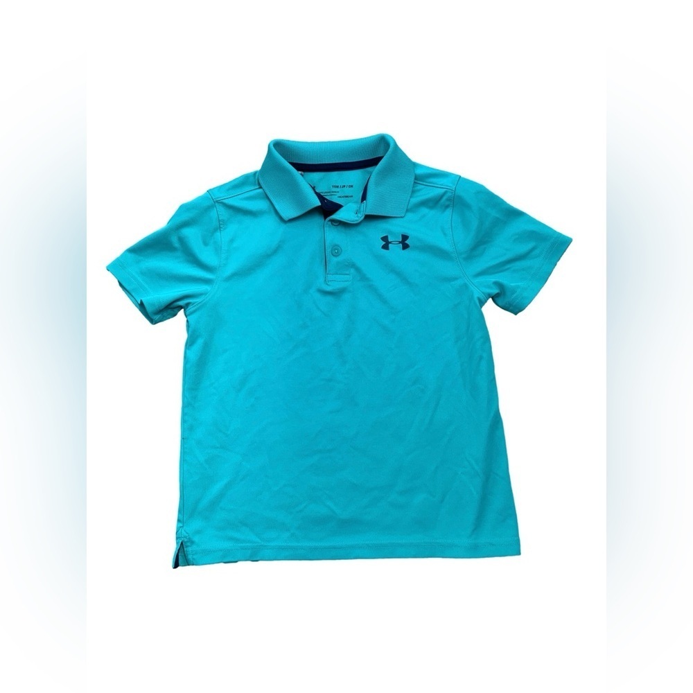 Under Armour Size Youth Small, 8, Teal Short Sleeve Polo Shirt